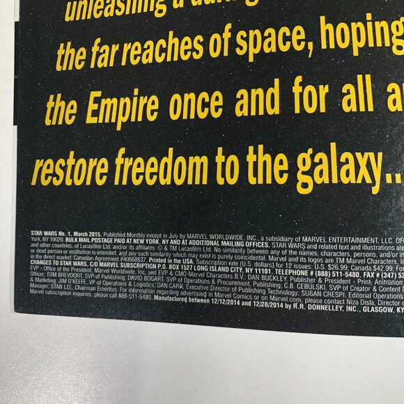 Star Wars Marvel Comics 2015 Book 1: Skywalker Strikes by Aaron Cassaday Martin - Picture 4 of 4